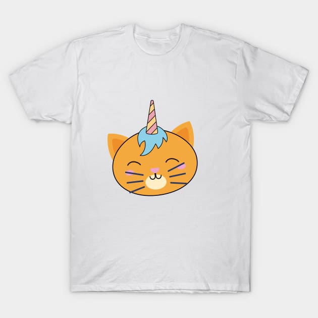 Cute Unicorn Cat Graphic illustration Face T-Shirt by MerchSpot